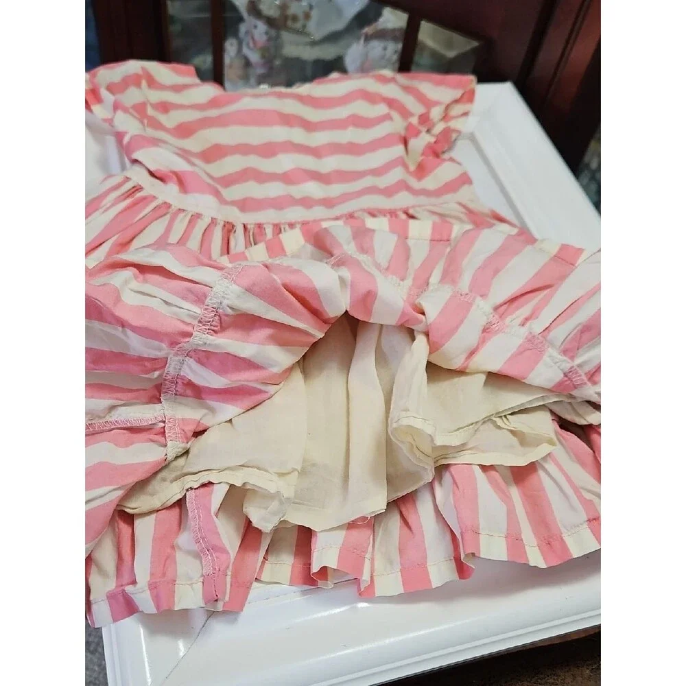 Pink Chicken Girls Pink and Cream Striped Cotton Dress 3T